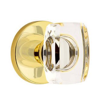 Windsor Privacy Door Knob with Disk Rose in Unlacquered Brass