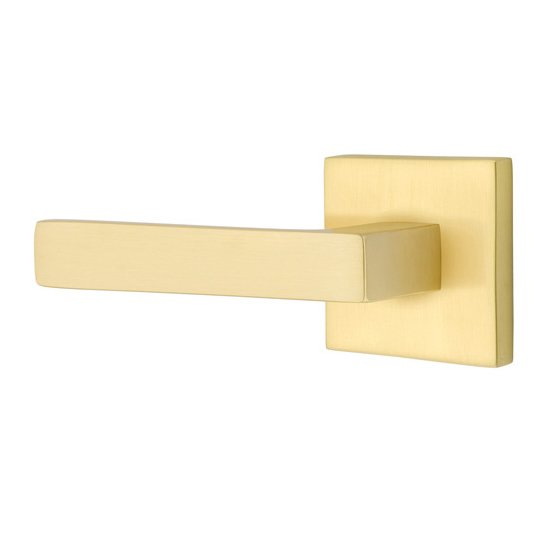 Privacy Dumont Left Handed Lever with Square Rose in Satin Brass