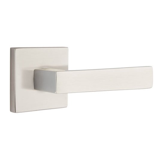 Privacy Dumont Right Handed Lever with Square Rose in Satin Nickel