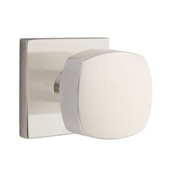 Privacy Freestone Door Knob And Square Rose With Concealed Screws in Satin Nickel