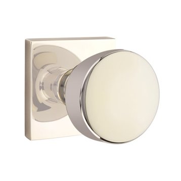 Privacy Laurent Door Knob And Square Rose With Concealed Screws in Polished Nickel
