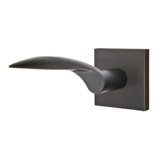 Privacy Mercury Left Handed Door Lever With Square Rose in Oil Rubbed Bronze