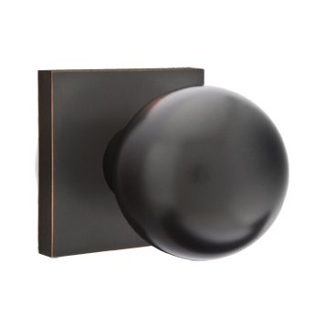 Privacy Orb Door Knob With Square Rose in Oil Rubbed Bronze