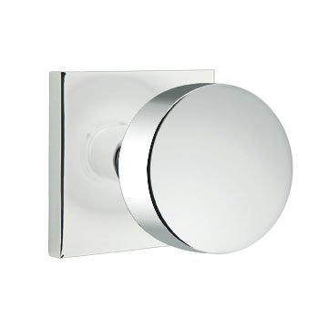 Privacy Round Door Knob And Square Rose With Concealed Screws in Polished Chrome