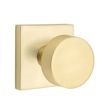 Privacy Round Door Knob And Square Rose With Concealed Screws in Satin Brass