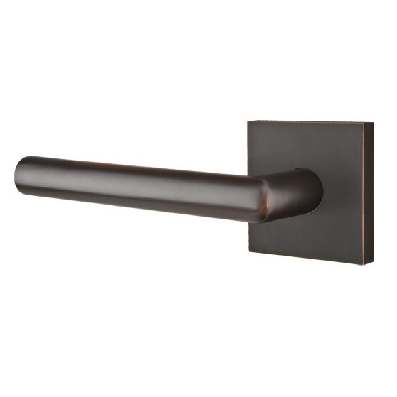 Privacy Stuttgart Left Handed Door Lever With Square Rose in Oil Rubbed Bronze
