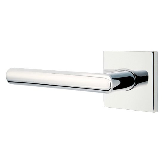 Privacy Stuttgart Left Handed Door Lever With Square Rose in Polished Chrome