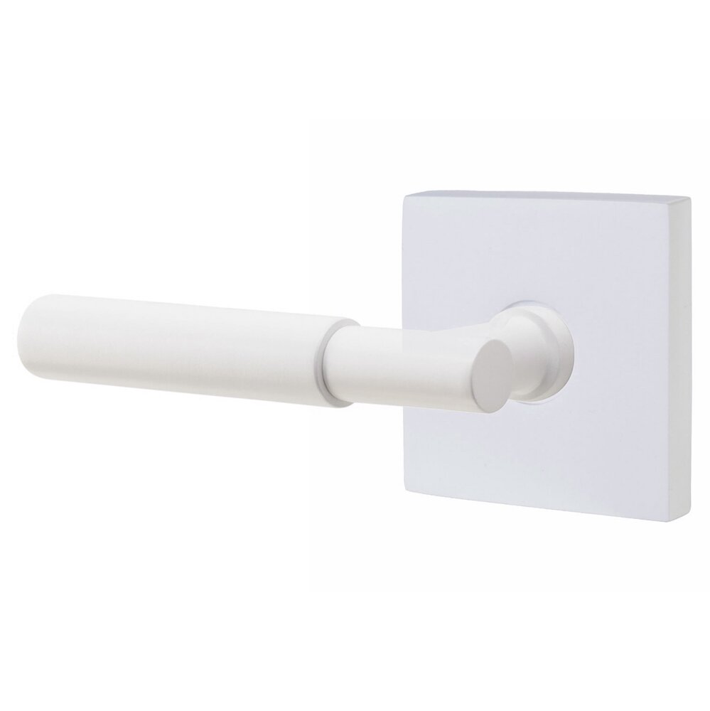 Privacy Smooth Left Hand Lever with T-Bar Stem and Concealed Square Rose in Matte White