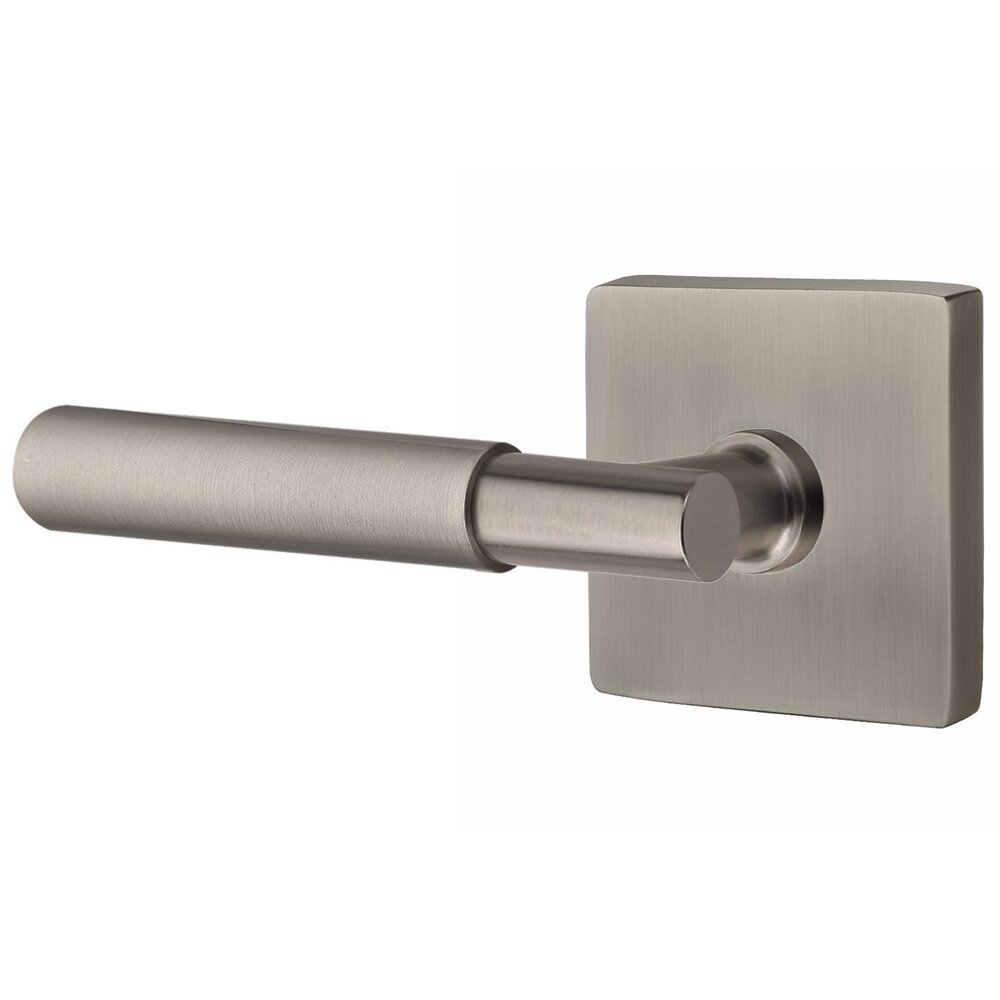 Privacy Smooth Left Hand Lever with T-Bar Stem and Concealed Square Rose in Pewter