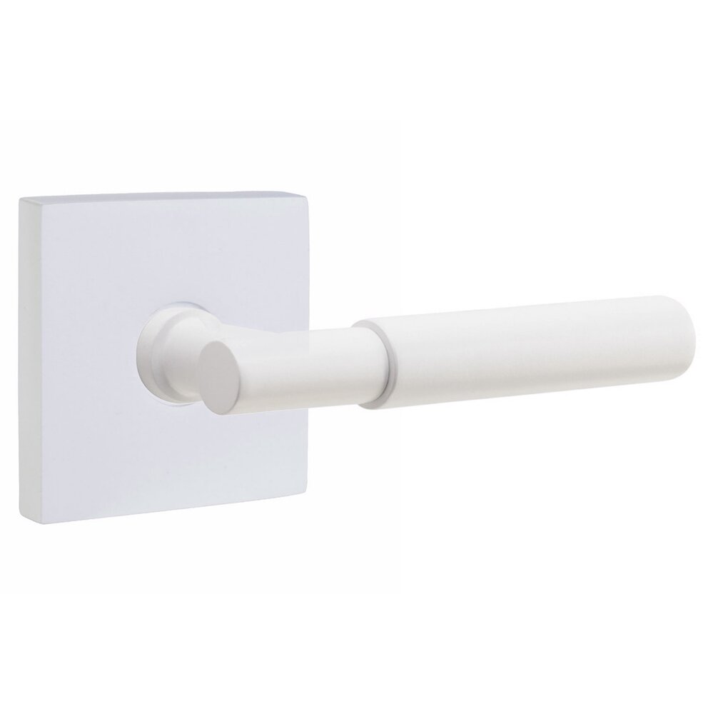 Privacy Smooth Right Handed Lever with T-Bar Stem and Square Rose in Matte White