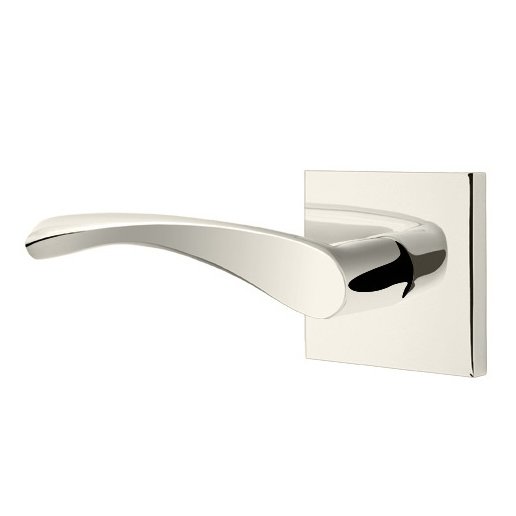 Privacy Triton Left Handed Door Lever With Square Rose in Polished Nickel
