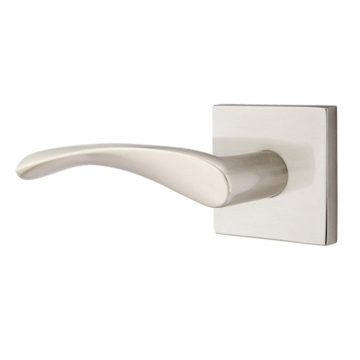 Privacy Triton Left Handed Door Lever With Square Rose in Satin Nickel