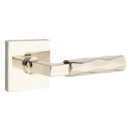Privacy Tribeca Right Handed Lever with L-Square Stem and Square Rose in Polished Nickel
