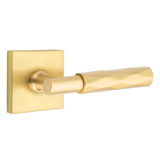 Privacy Tribeca Right Handed Lever with T-Bar Stem and Square Rose in Satin Brass