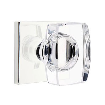 Windsor Privacy Door Knob and Square Rose with Concealed Screws in Polished Chrome