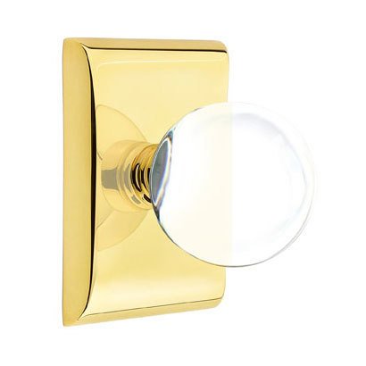 Bristol Privacy Door Knob with Neos Rose in Unlacquered Brass
