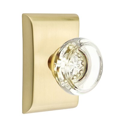 Georgetown Privacy Door Knob with Neos Rose in Satin Brass