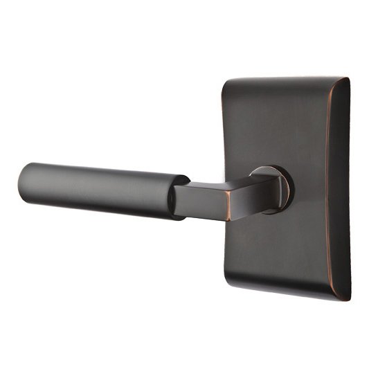 Privacy Hercules Left Handed Door Lever With Neos Rose in Oil Rubbed Bronze