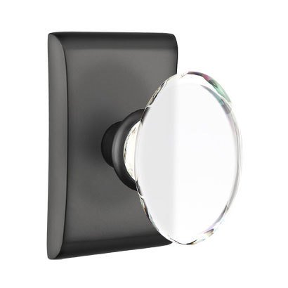 Hampton Privacy Door Knob with Neos Rose and Concealed Screws in Flat Black
