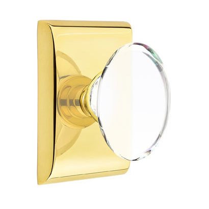 Hampton Privacy Door Knob with Neos Rose and Concealed Screws in Unlacquered Brass