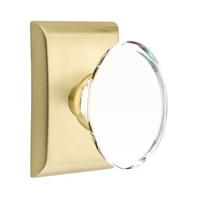 Hampton Privacy Door Knob with Neos Rose and Concealed Screws in Satin Brass