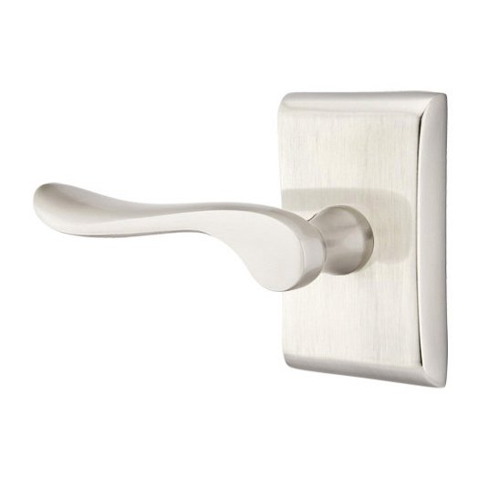 Privacy Luzern Left Handed Door Lever And Neos Rose with Concealed Screws in Satin Nickel