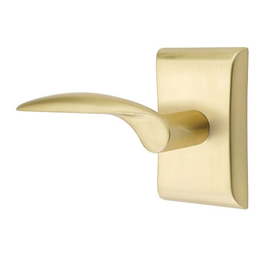 Privacy Mercury Left Handed Door Lever With Neos Rose in Satin Brass