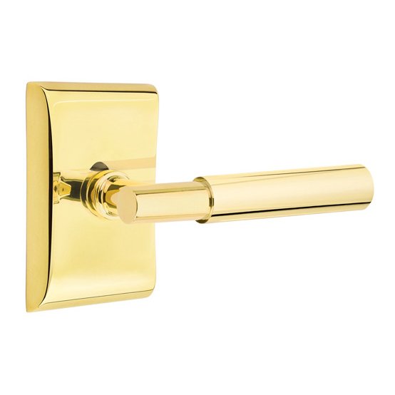 Privacy Myles Right Handed Lever with Neos Rose in Unlacquered Brass