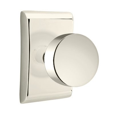 Privacy Round Door Knob And Neos Rose With Concealed Screws in Polished Nickel