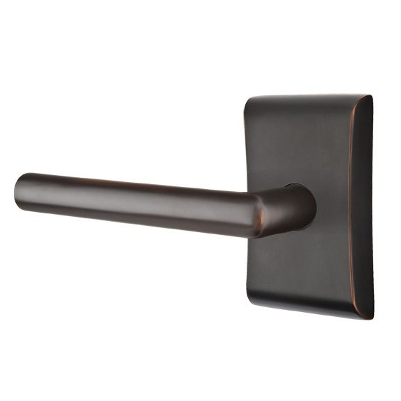 Privacy Stuttgart Left Handed Door Lever And Neos Rose with Concealed Screws in Oil Rubbed Bronze
