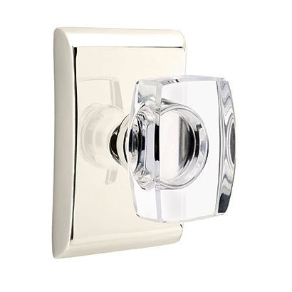 Windsor Privacy Door Knob and Neos Rose with Concealed Screws in Polished Nickel