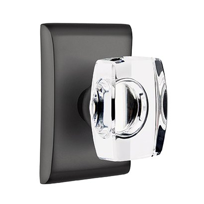 Windsor Privacy Door Knob and Neos Rose with Concealed Screws in Flat Black