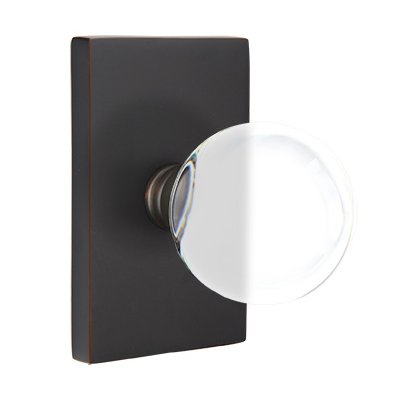 Bristol Privacy Door Knob and Modern Rectangular Rose with Concealed Screws in Oil Rubbed Bronze