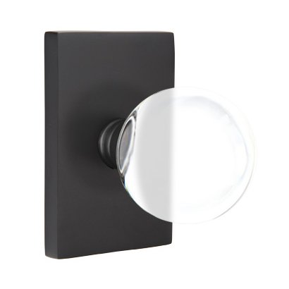 Bristol Privacy Door Knob and Modern Rectangular Rose with Concealed Screws in Flat Black