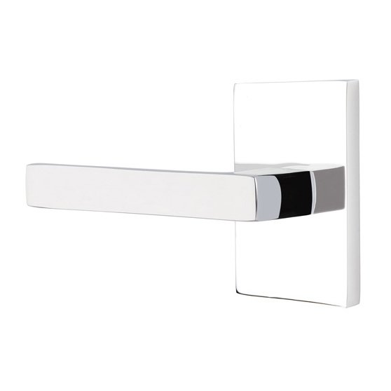 Privacy Dumont Left Handed Lever with Modern Rectangular Rose and Concealed Screws in Polished Chrome