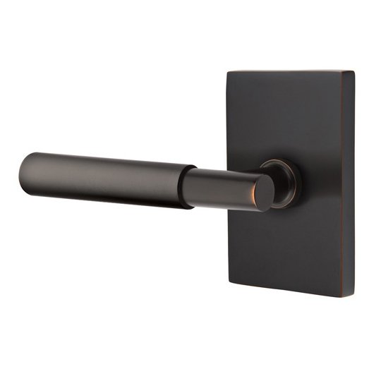 Privacy Myles Left Handed Lever with Modern Rectangular Rose in Oil Rubbed Bronze