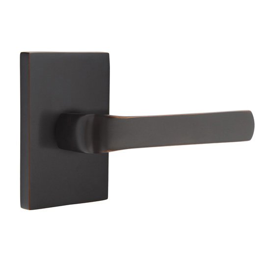 Privacy Spencer Right Handed Lever with Modern Rectangular Rose and Concealed Screws in Oil Rubbed Bronze