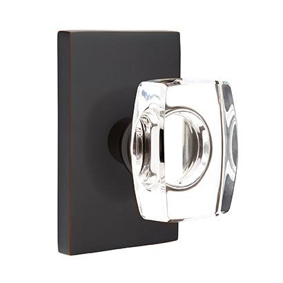 Windsor Privacy Door Knob and Modern Rectangular Rose with Concealed Screws in Oil Rubbed Bronze