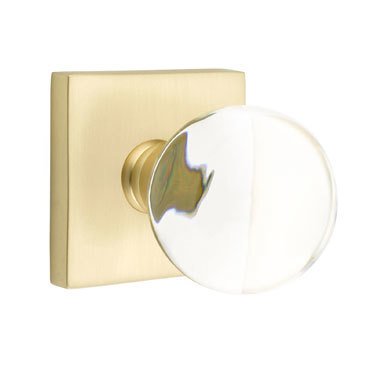 Bristol Privacy Door Knob with Square Rose and Concealed Screws in Satin Brass