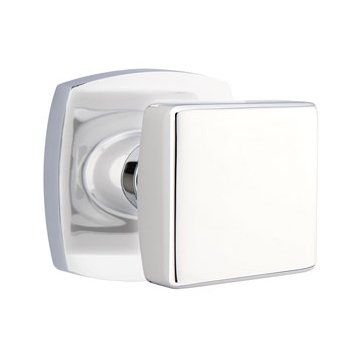 Single Dummy Square Knob with Urban Modern Rose in Polished Chrome