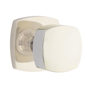 Double Dummy Freestone Square Knob And Urban Modern Rose in Polished Nickel