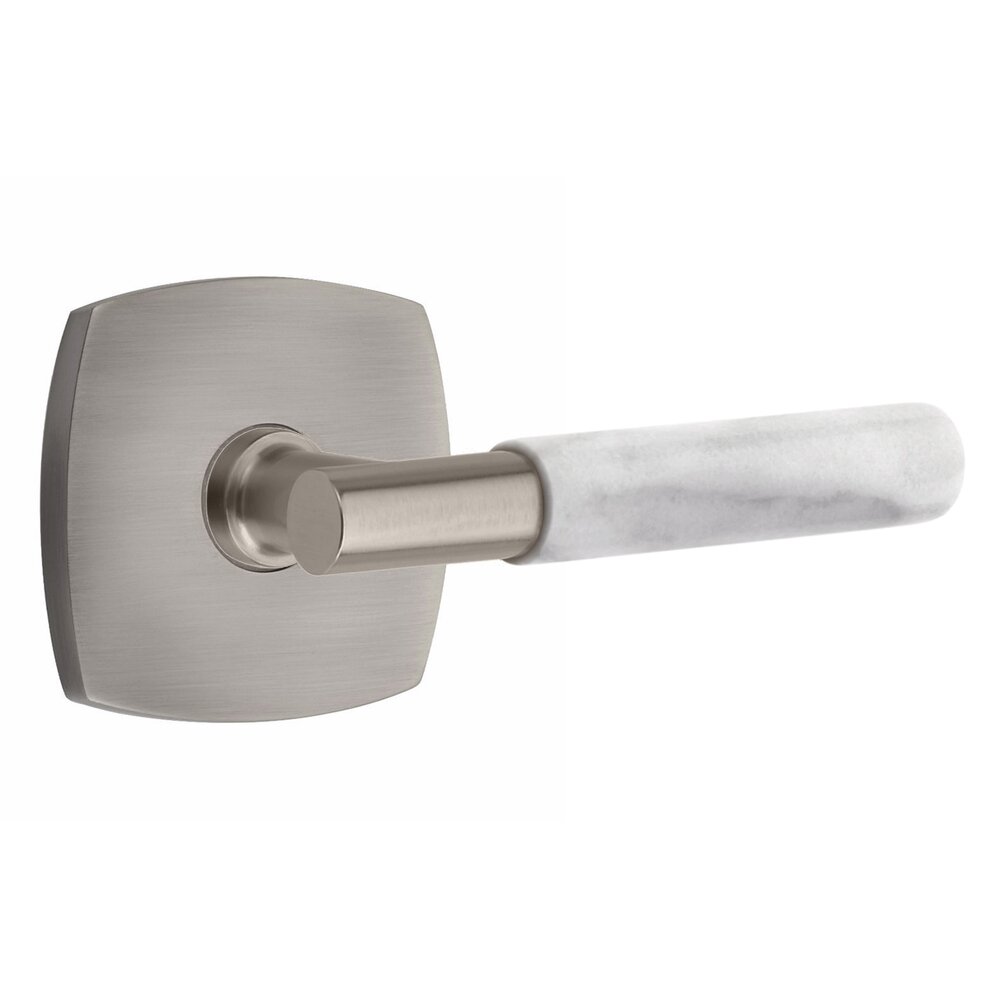Double Dummy White Marble Right Handed Lever With T-Bar Stem And Urban Modern Rose In Pewter