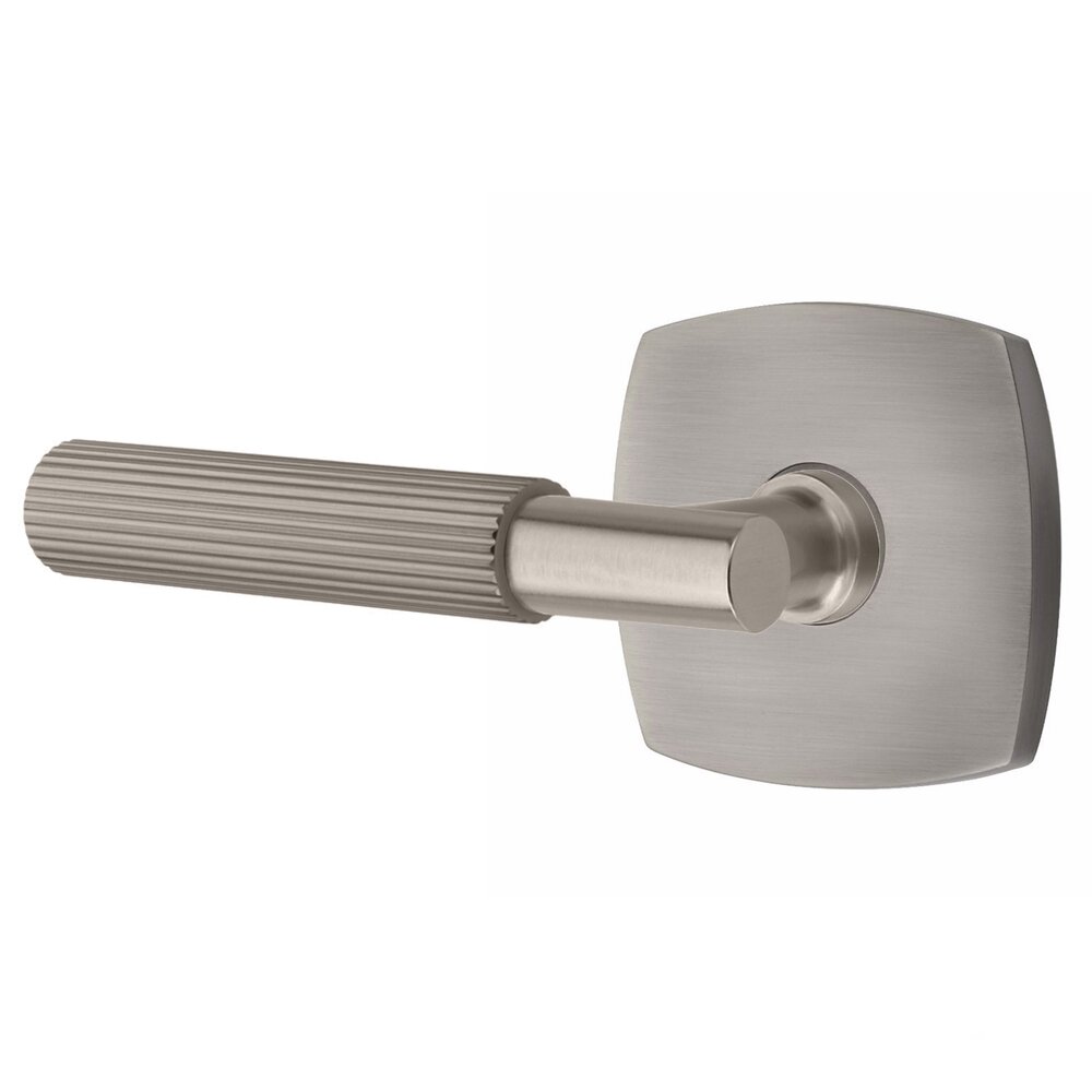 Double Dummy Straight Knurled Left Handed Lever With T-Bar Stem And Urban Modern Rose In Pewter