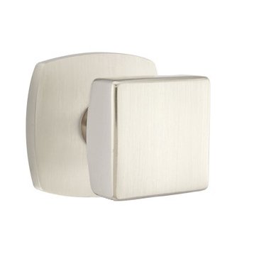 Double Dummy Square Knob with Urban Modern Rose in Satin Nickel