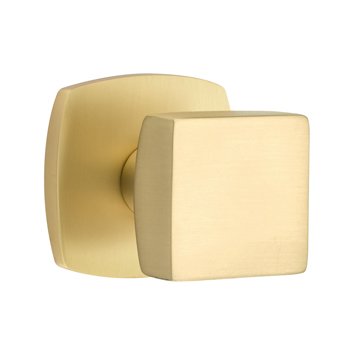 Double Dummy Square Knob And Urban Modern Rose in Satin Brass
