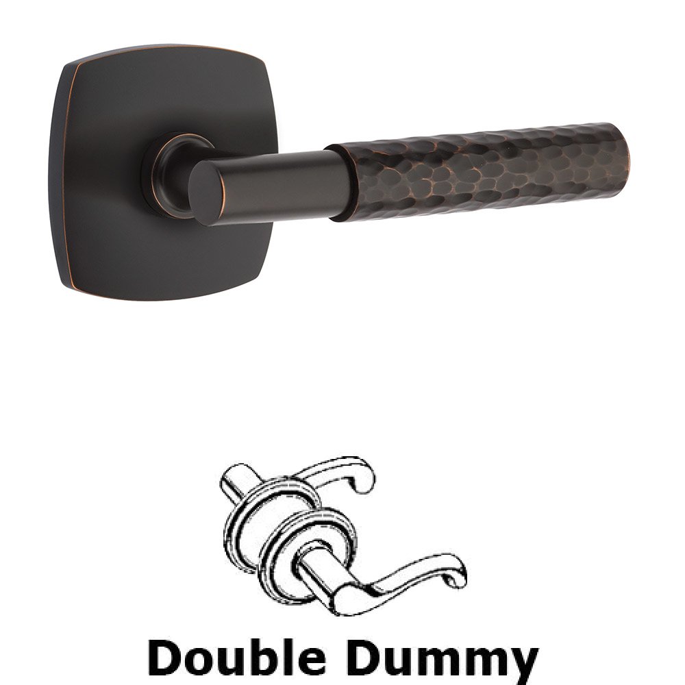 Double Dummy Hammered Lever with T-Bar Stem and Urban Modern Rose in Oil Rubbed Bronze