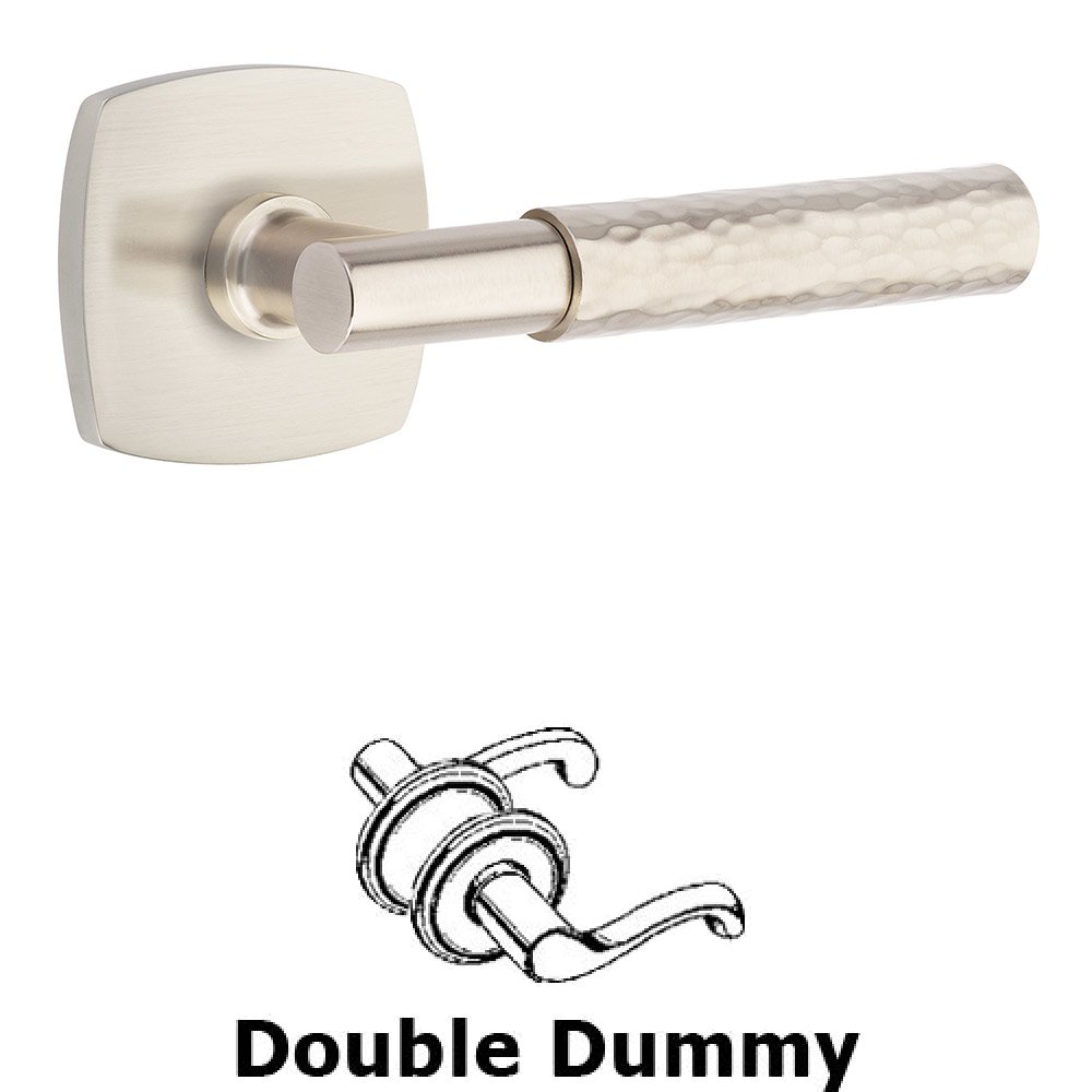 Double Dummy Hammered Lever with T-Bar Stem and Urban Modern Rose in Satin Nickel
