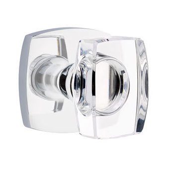 Double Dummy Windsor Glass Knob with Urban Modern Rose in Polished Chrome
