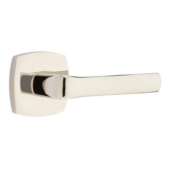 Passage Spencer Right Handed Lever with Urban Modern Rose and Concealed Screws in Polished Nickel