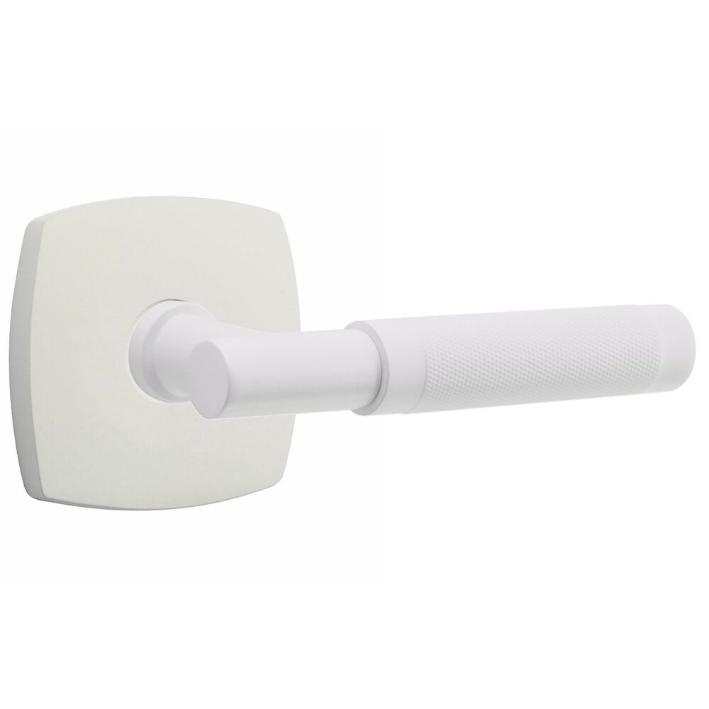 Passage Knurled Right Handed Lever with T-Bar Stem And Concealed Screw Urban Modern Rose in Matte White